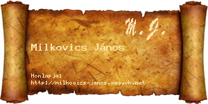 Milkovics János névjegykártya