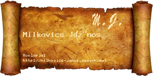 Milkovics János névjegykártya